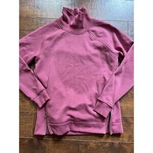 Athelta Kozy Karma Side Zip Funnel Neck Sweatshrit Victorian Berry Size XS